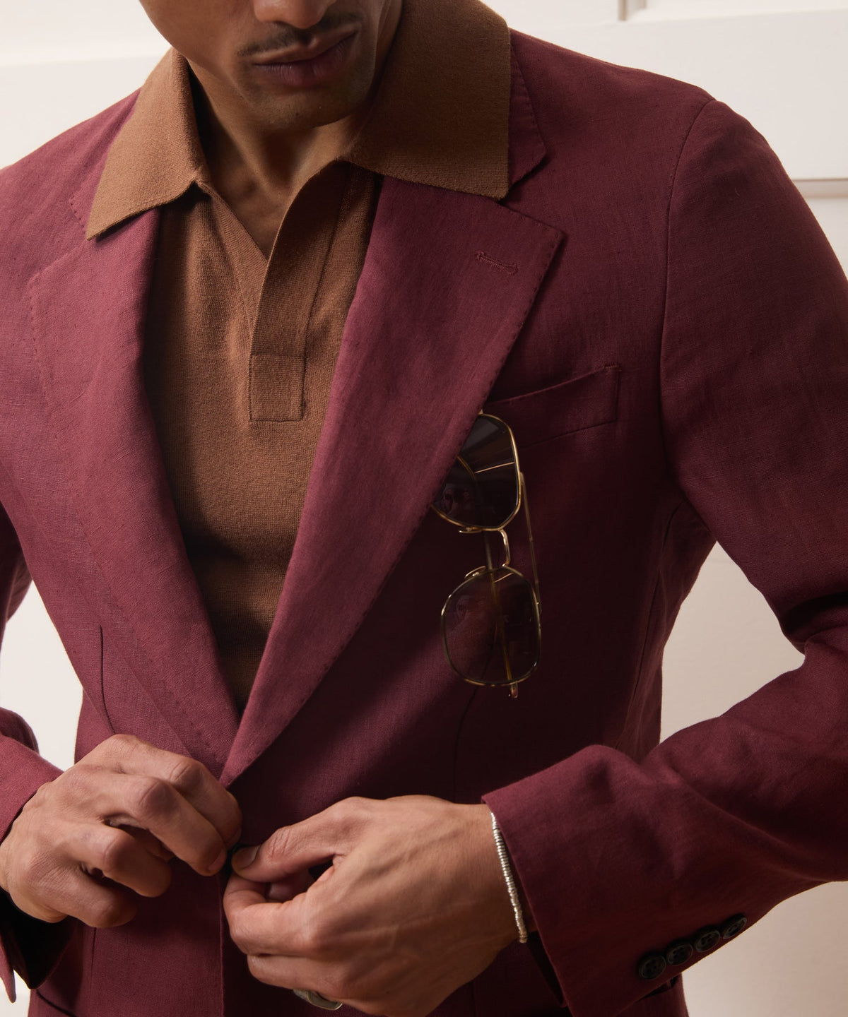 Italian Linen Sport Coat - Wine