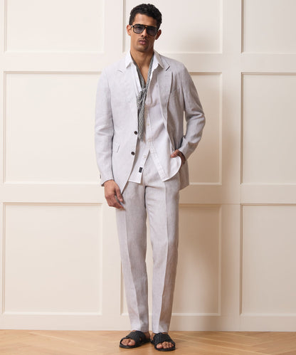 Italian Linen Sutton Trouser - Light Grey