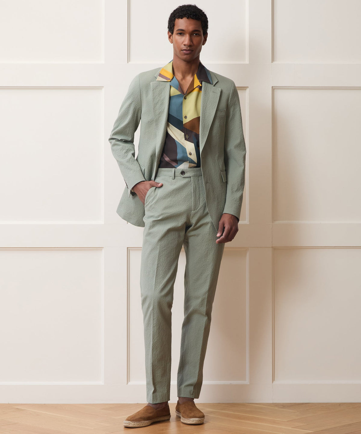 Italian Seersucker Sutton Jacket - Seafoam