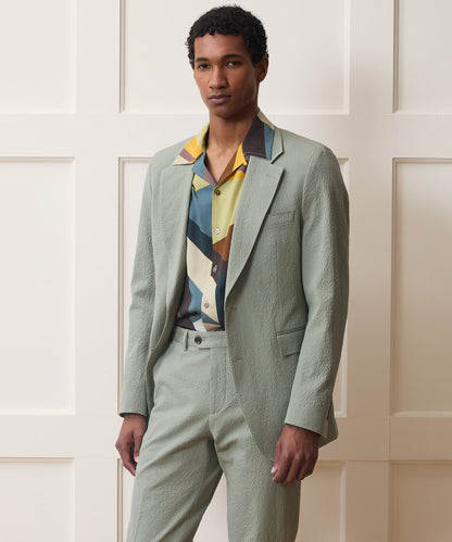 Italian Seersucker Sutton Jacket - Seafoam