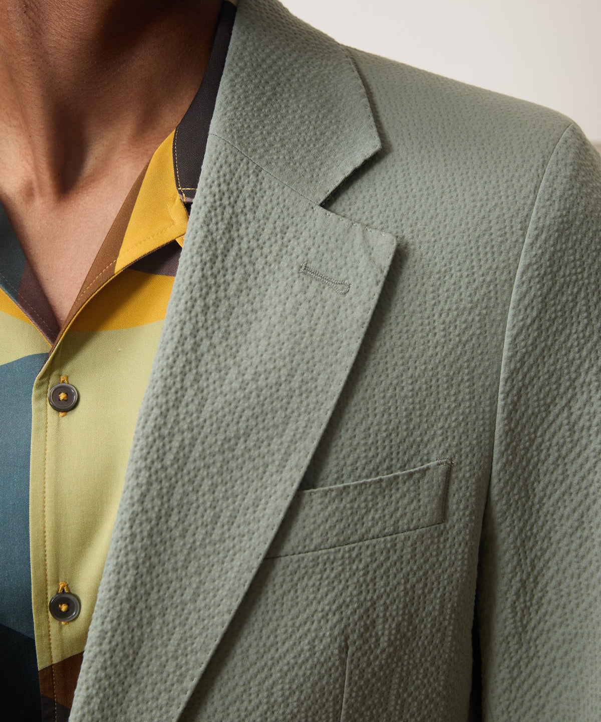 Italian Seersucker Sutton Jacket - Seafoam