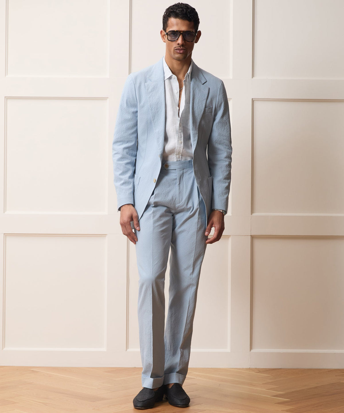 Italian Seersucker Madison Jacket - Light Blue