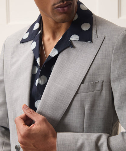 Italian Wool Double-Breasted Hollywood Jacket - Light Grey