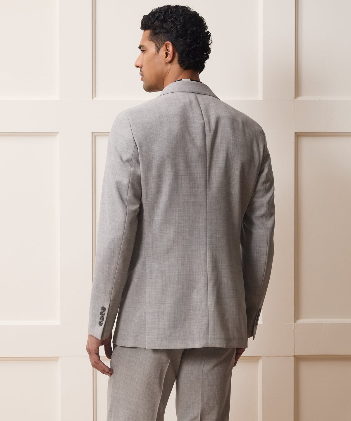 Italian Wool Double-Breasted Hollywood Jacket - Light Grey