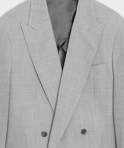 Italian Wool Double-Breasted Hollywood Jacket - Light Grey