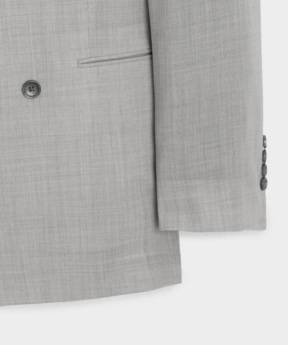 Italian Wool Double-Breasted Hollywood Jacket - Light Grey