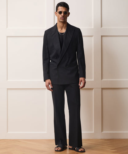 Italian Wool Double-Breasted Hollywood Jacket - Black