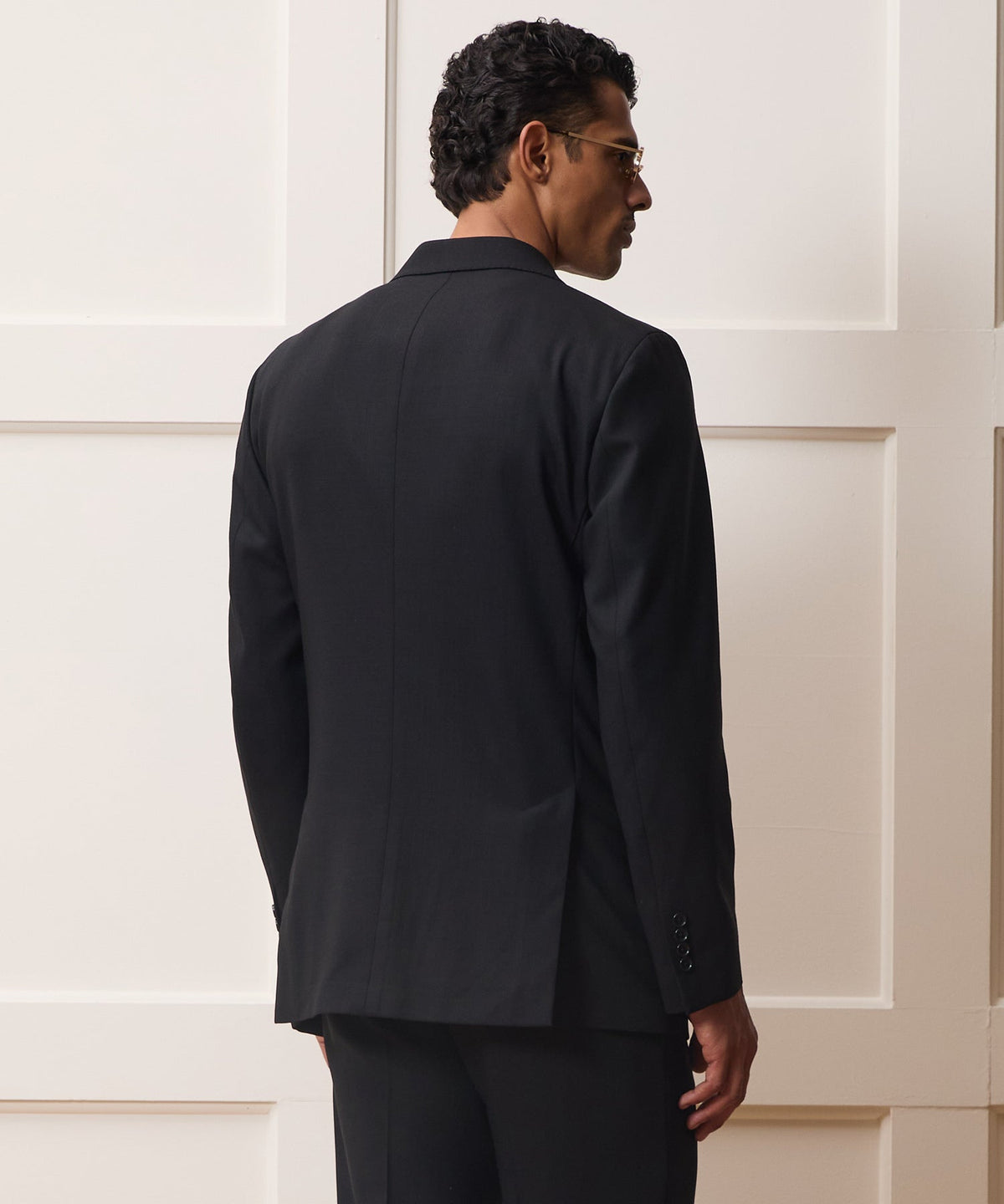 Italian Wool Double-Breasted Hollywood Jacket - Black