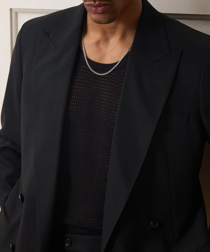 Italian Wool Double-Breasted Hollywood Jacket - Black