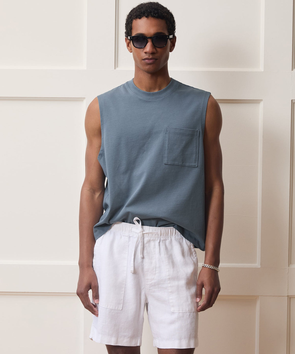 Boxy Jersey Muscle Tank - Blue Ridge