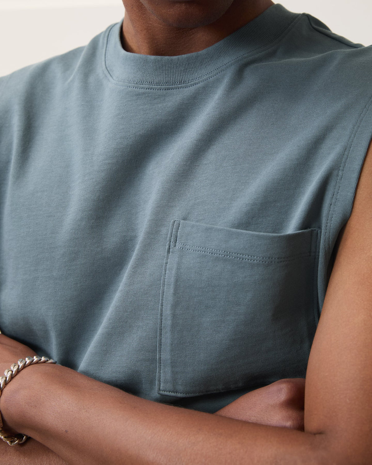 Boxy Jersey Muscle Tank - Blue Ridge
