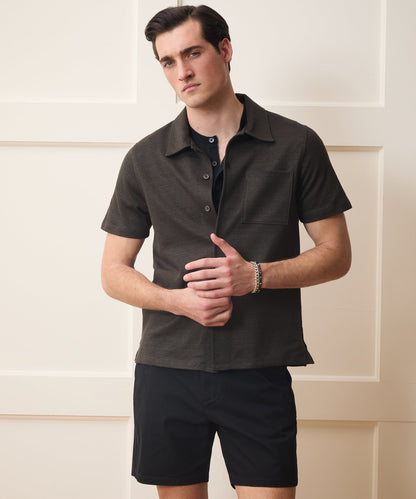 Italian Linen-Cotton Knit Shirt - Espresso Bean