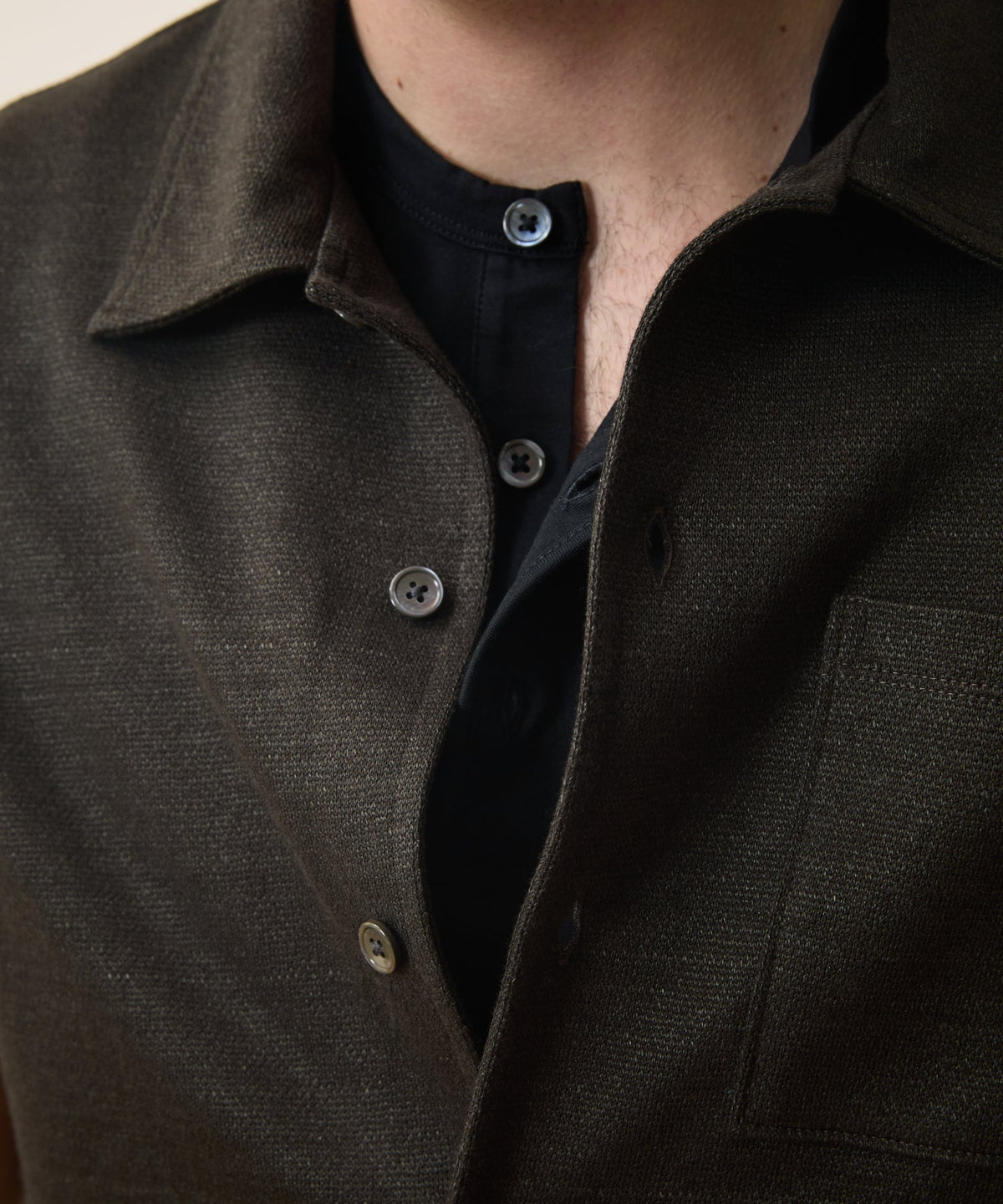 Italian Linen-Cotton Knit Shirt - Espresso Bean