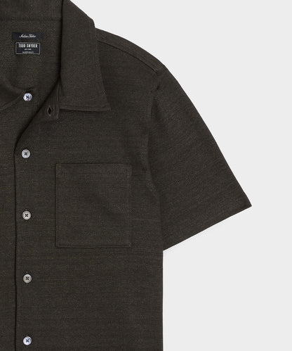 Italian Linen-Cotton Knit Shirt - Espresso Bean