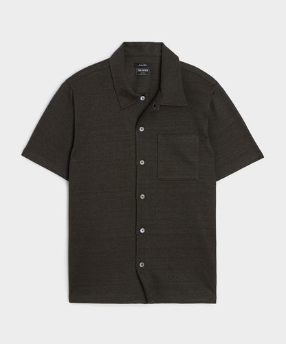 Italian Linen-Cotton Knit Shirt - Espresso Bean