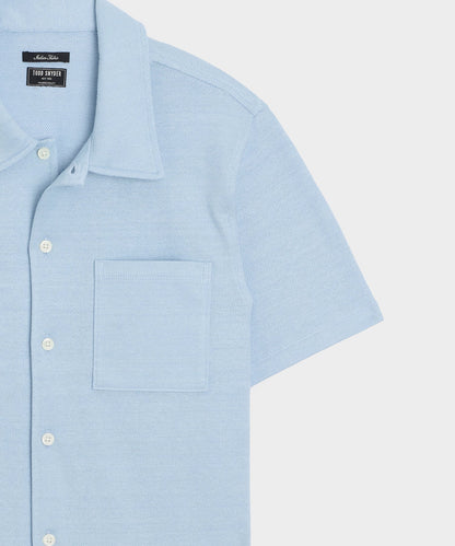 Italian Linen-Cotton Knit Shirt - Morning Tide