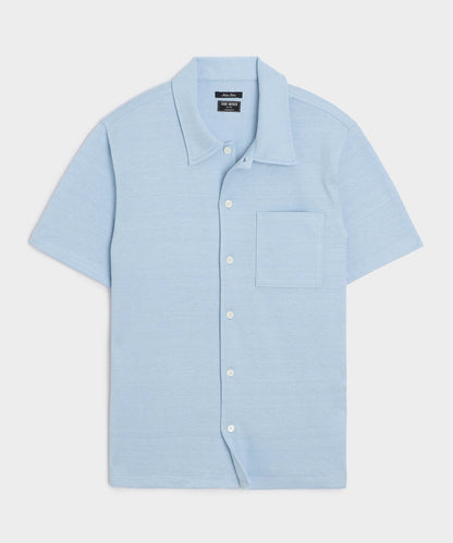 Italian Linen-Cotton Knit Shirt - Morning Tide