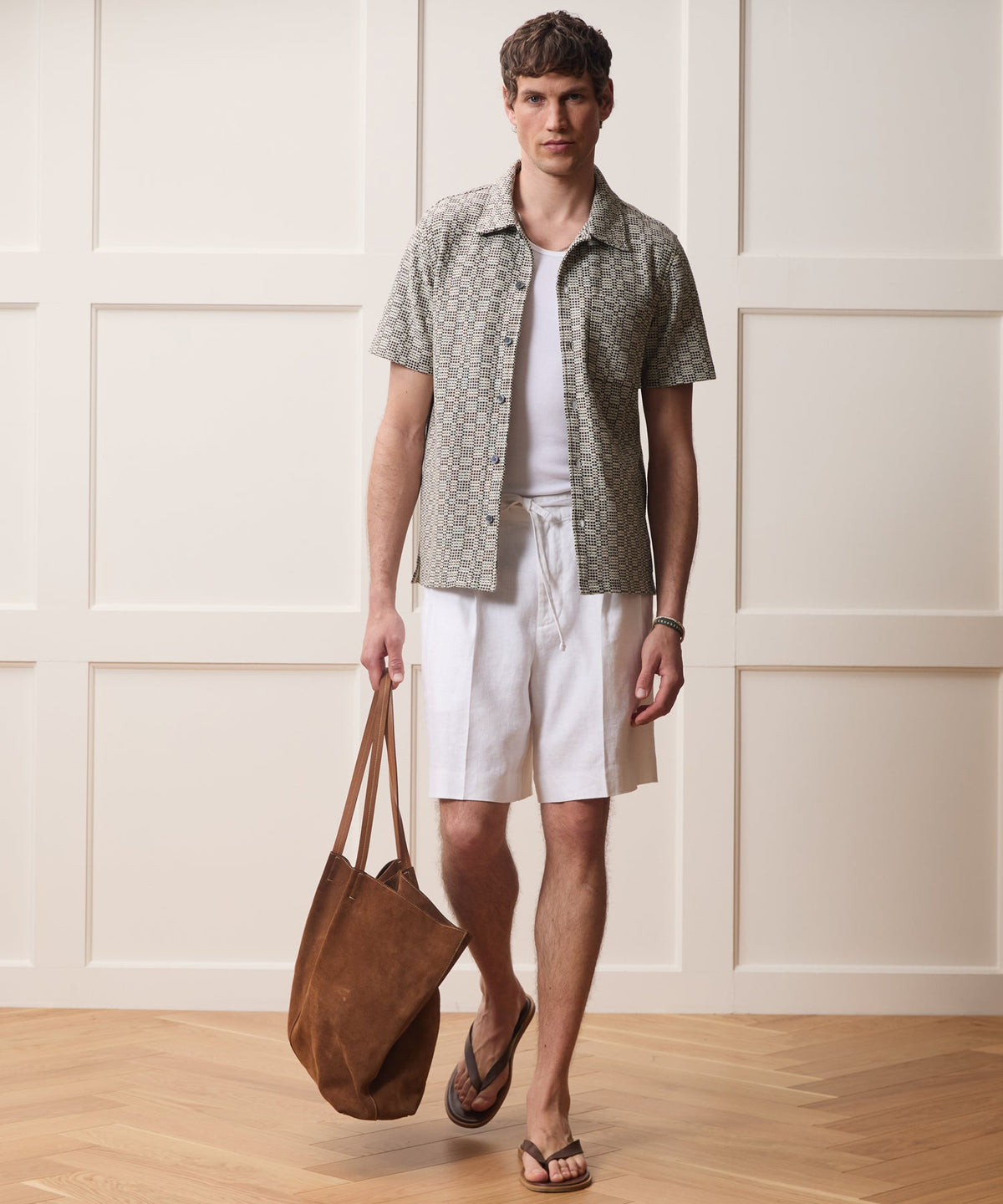 Italian Crosshatch Knit Shirt - Brown