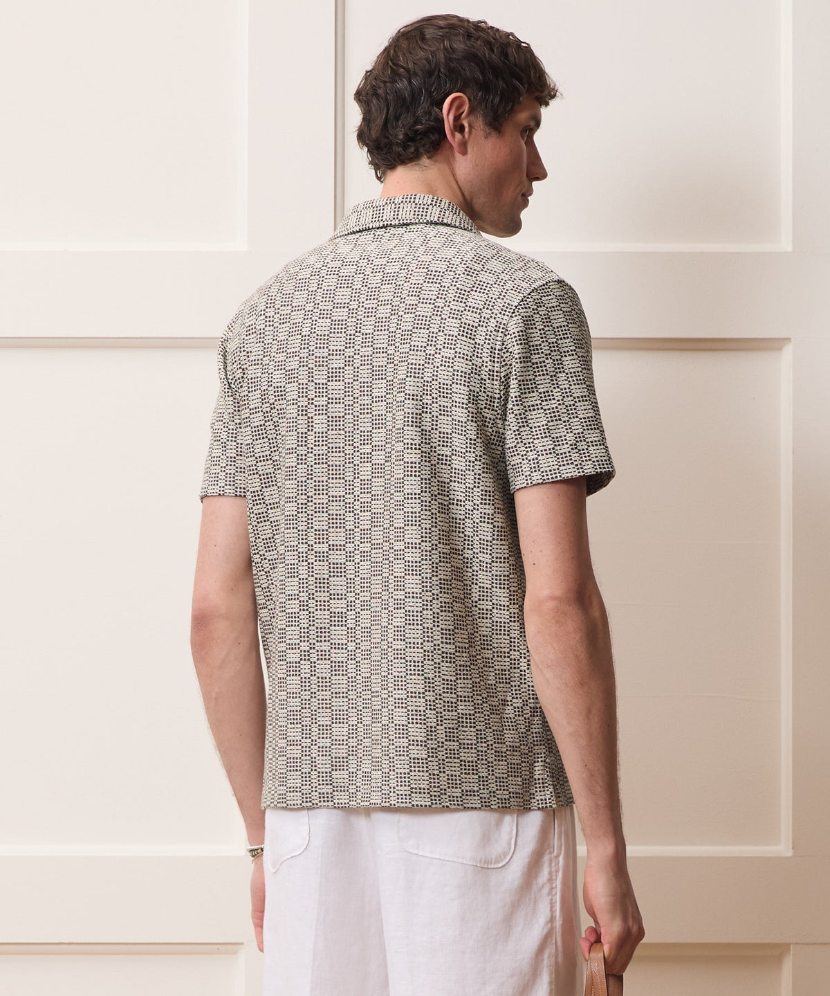 Italian Crosshatch Knit Shirt - Brown