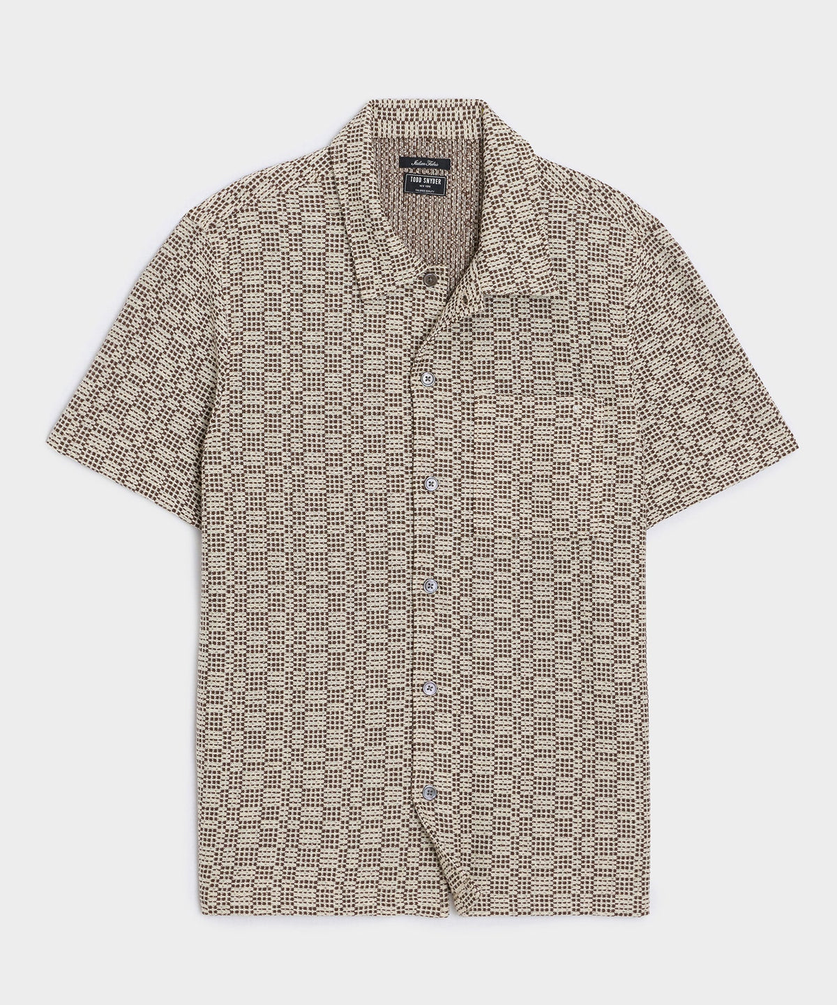 Italian Crosshatch Knit Shirt - Brown