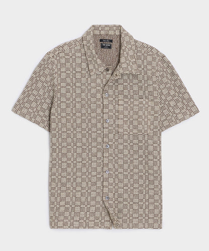 Italian Crosshatch Knit Shirt - Brown