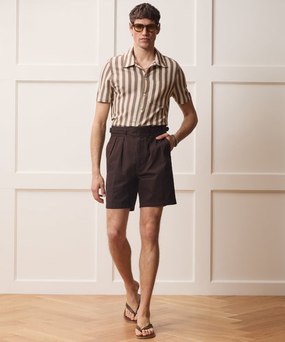 Linen-Cotton Knit Shirt - Tan