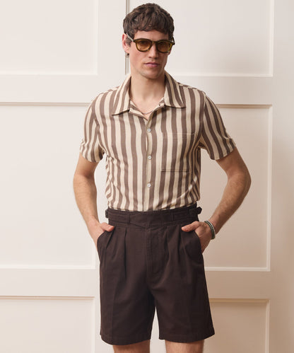 Linen-Cotton Knit Shirt - Tan