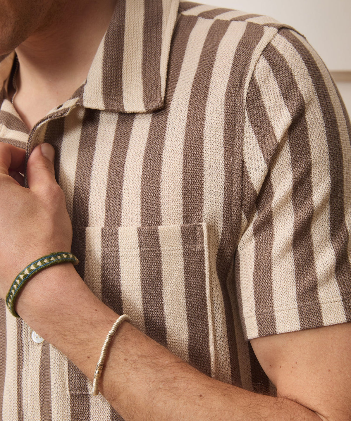 Linen-Cotton Knit Shirt - Tan