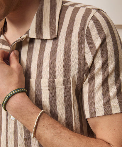 Linen-Cotton Knit Shirt - Tan