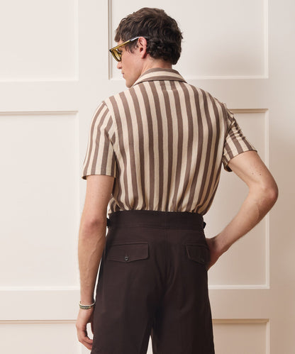 Linen-Cotton Knit Shirt - Tan