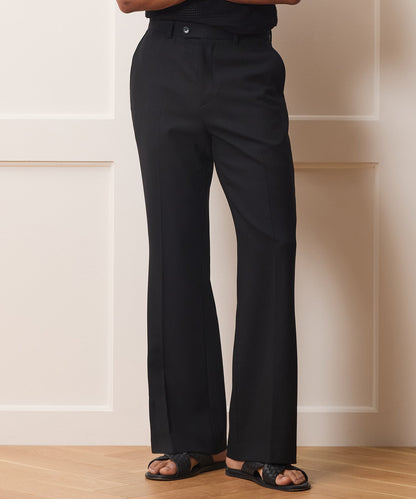 Italian Wool Flare Trouser - Black