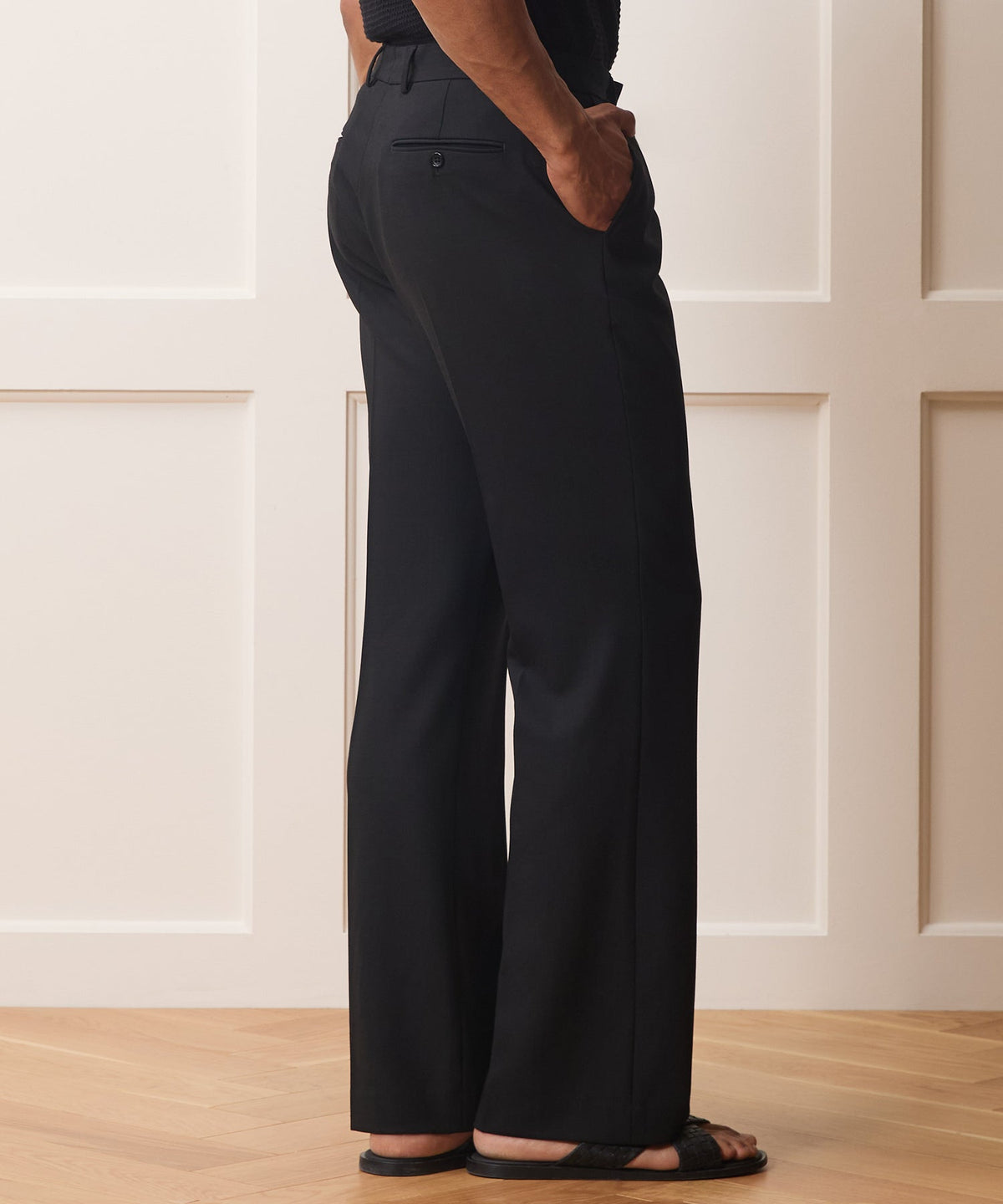 Italian Wool Flare Trouser - Black