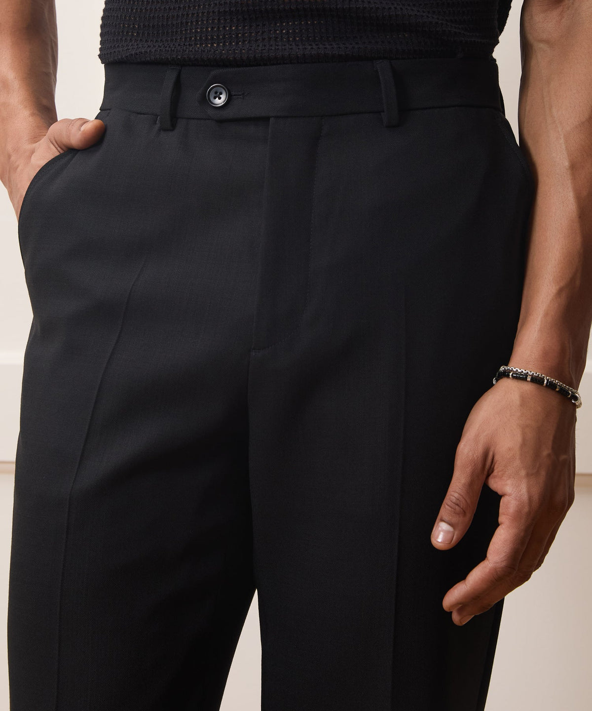 Italian Wool Flare Trouser - Black