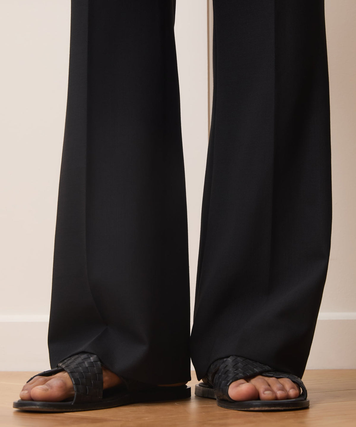 Italian Wool Flare Trouser - Black