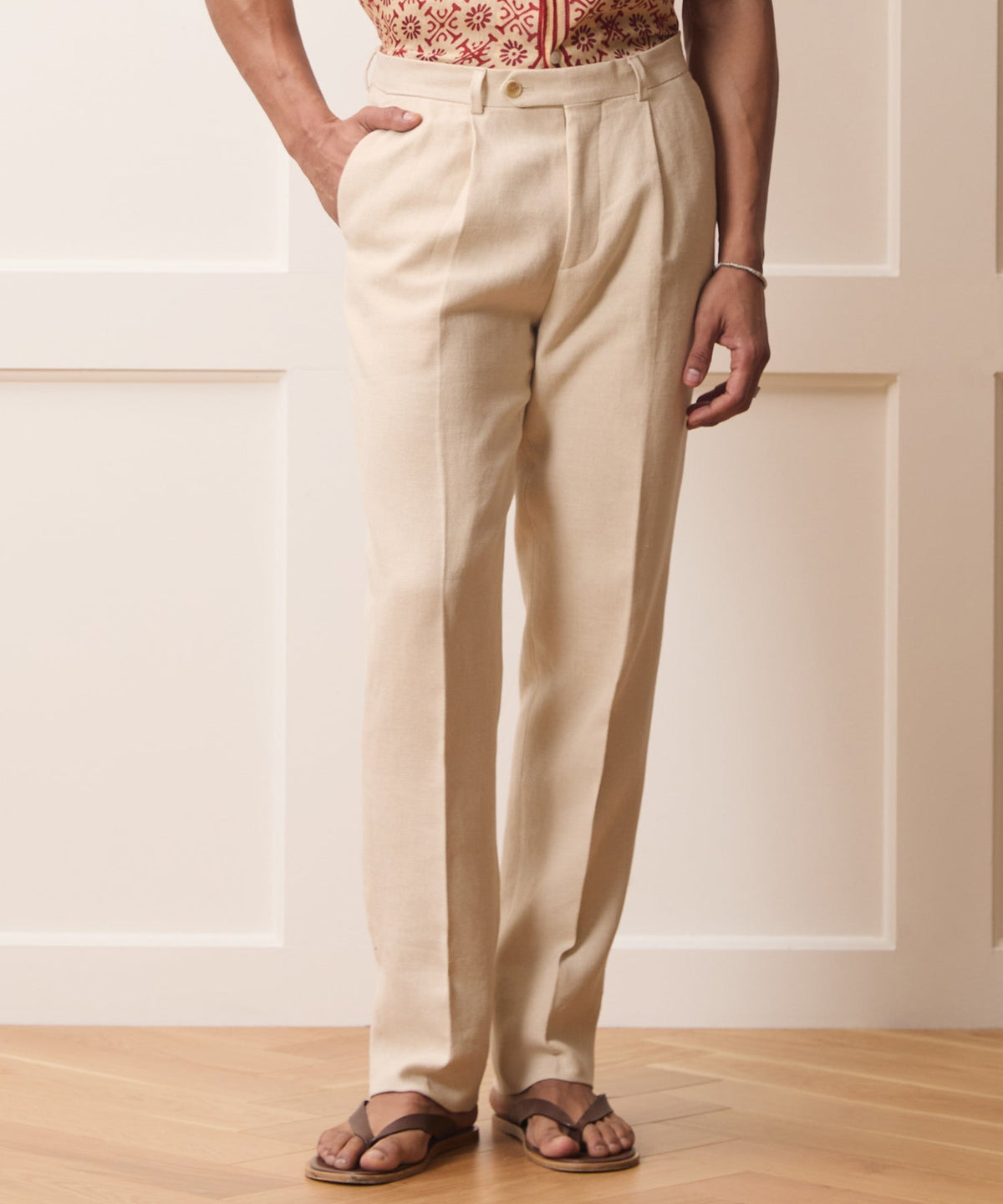 Italian Linen-Cotton Madison Trouser - Birch