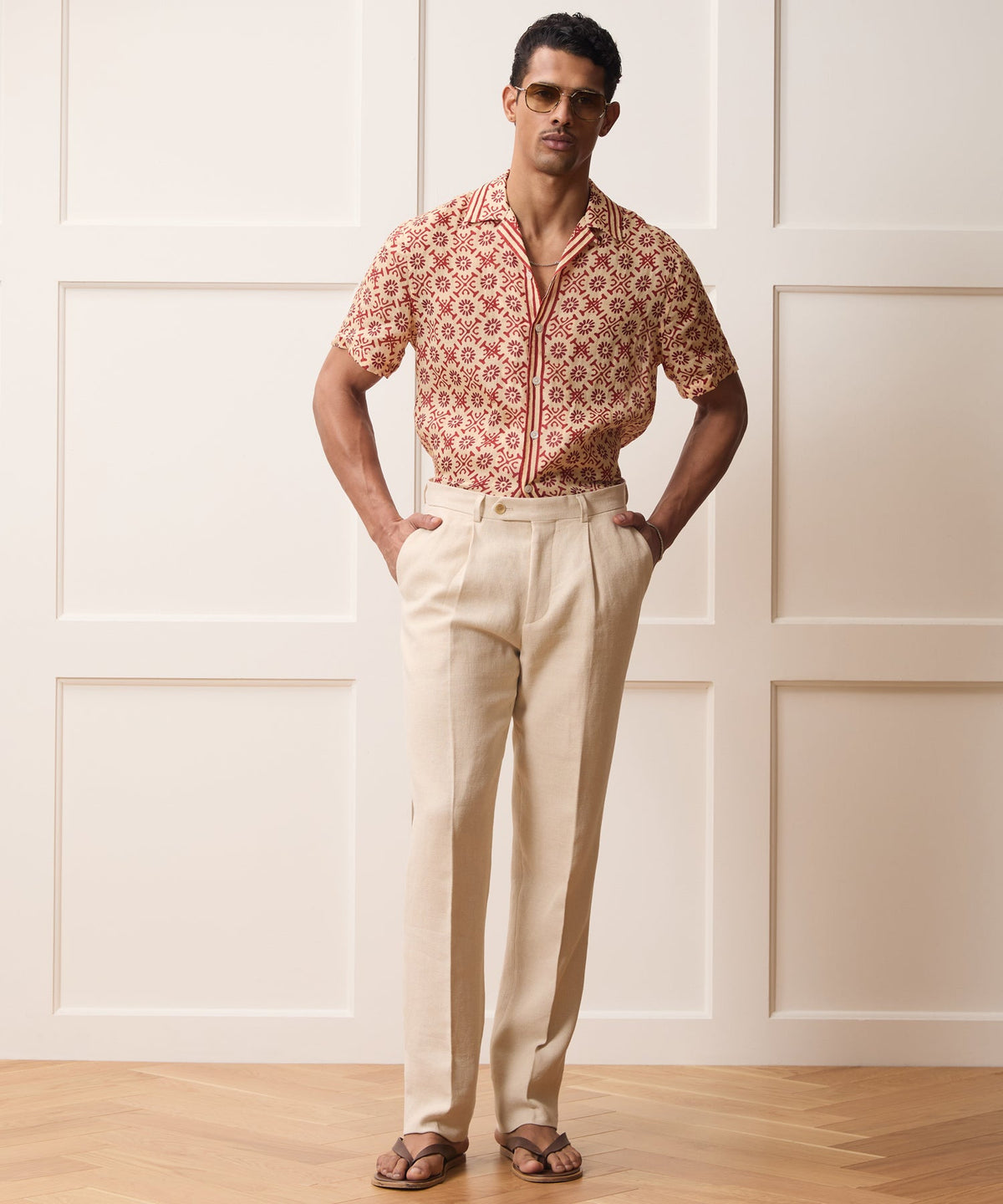 Italian Linen-Cotton Madison Trouser - Birch
