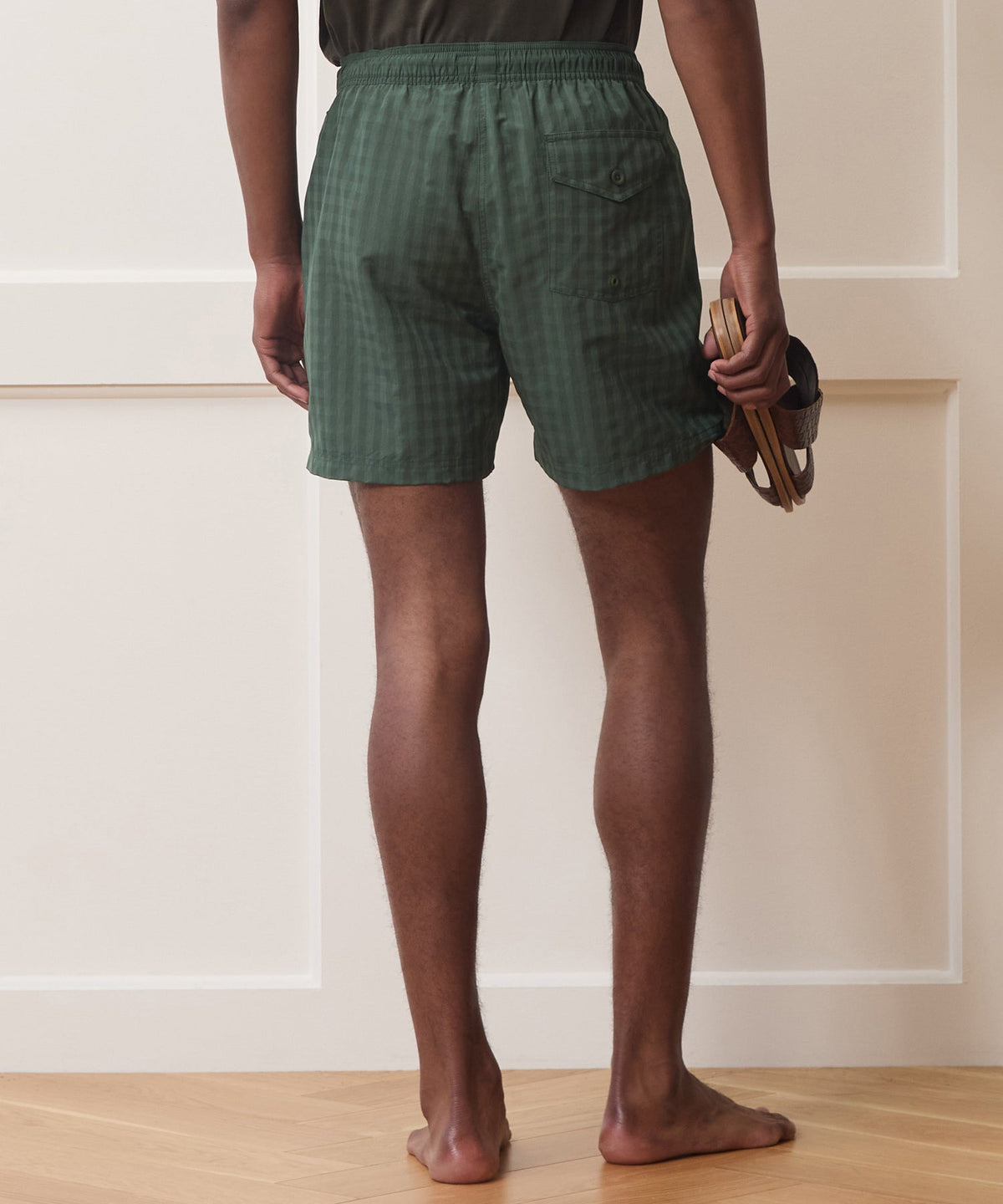 5" Seersucker Montauk Swim Trunk - Olive