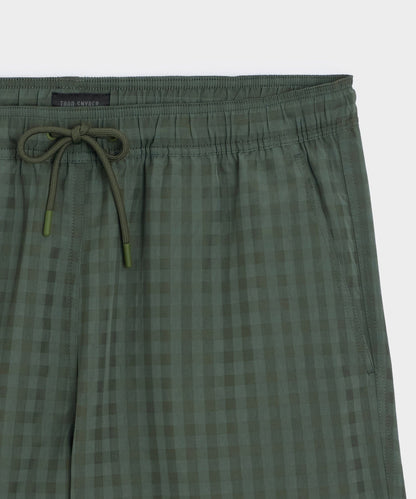 5" Seersucker Montauk Swim Trunk - Olive