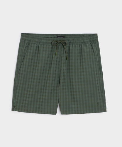 5" Seersucker Montauk Swim Trunk - Olive