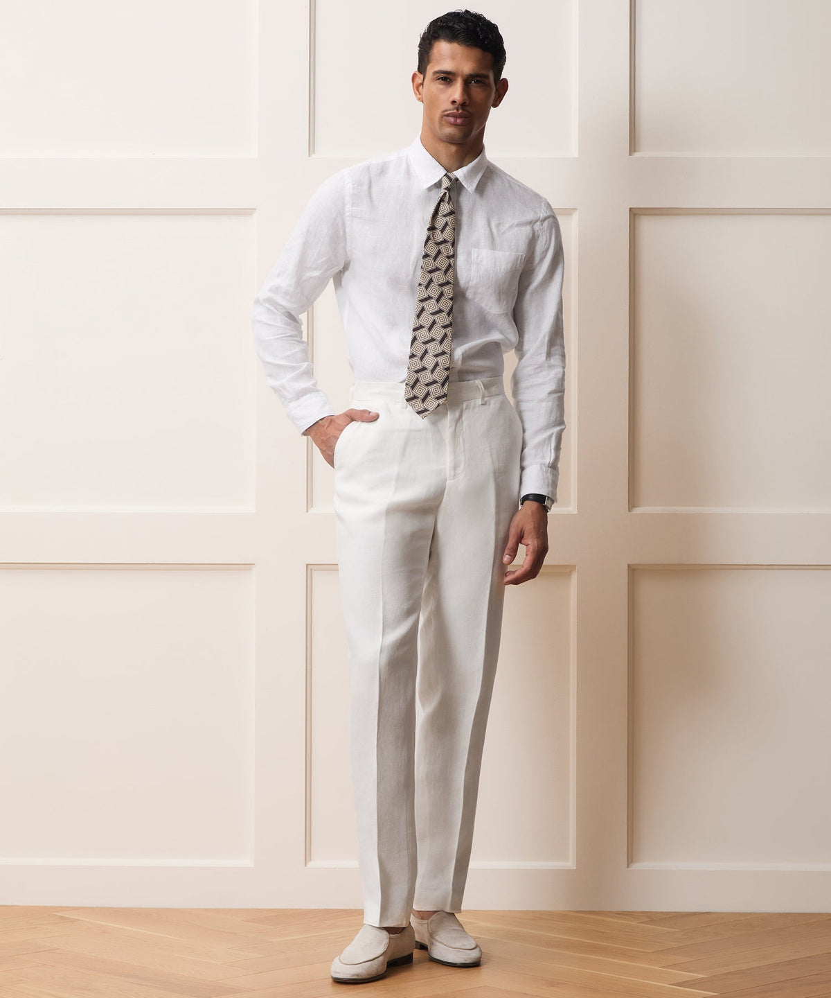 Italian Linen Sutton Trouser - White