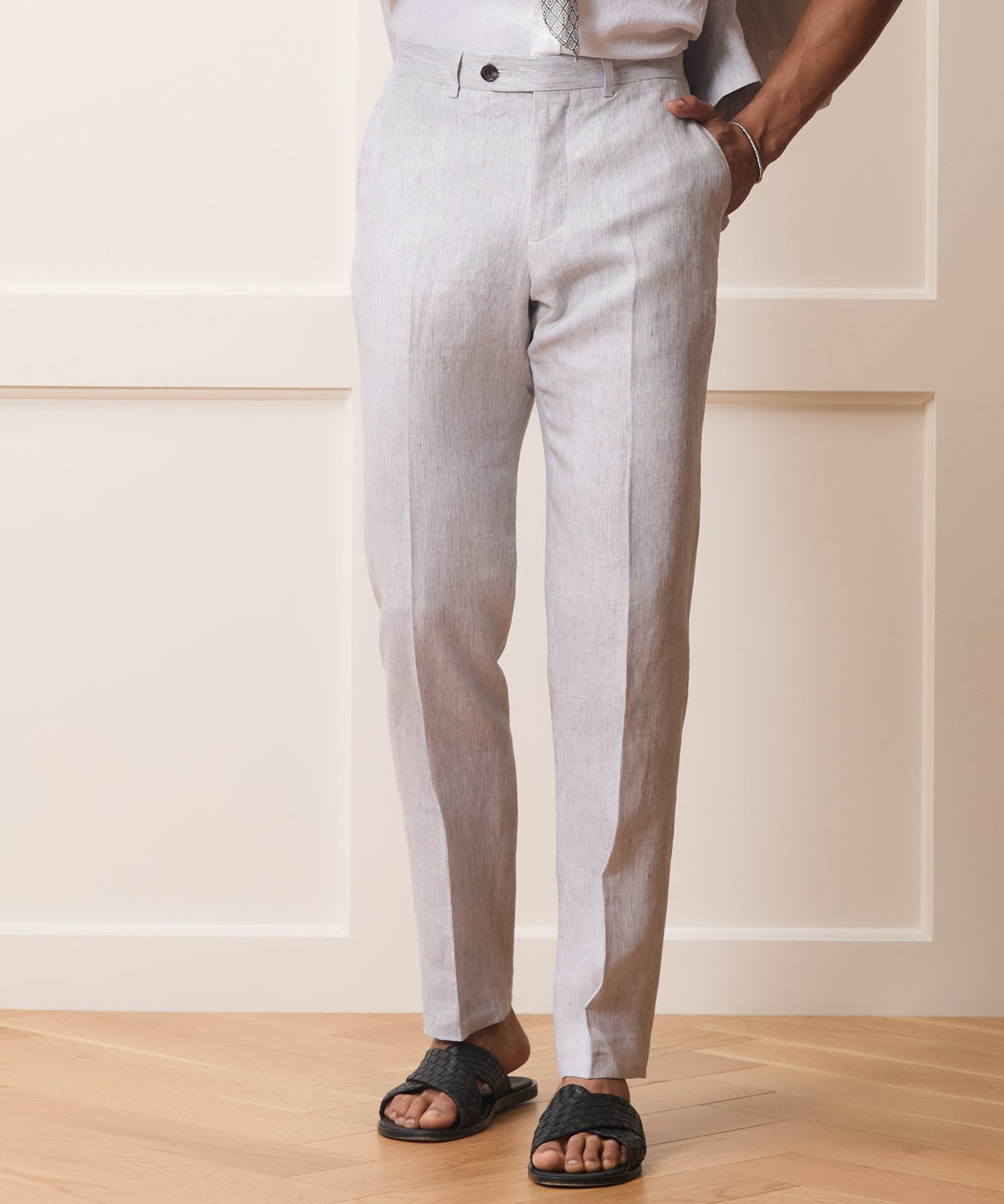 Italian Linen Sutton Trouser - Light Grey