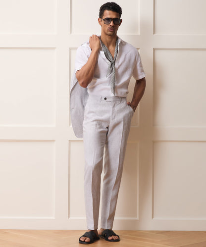 Italian Linen Sutton Trouser - Light Grey