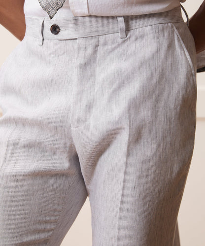 Italian Linen Sutton Trouser - Light Grey