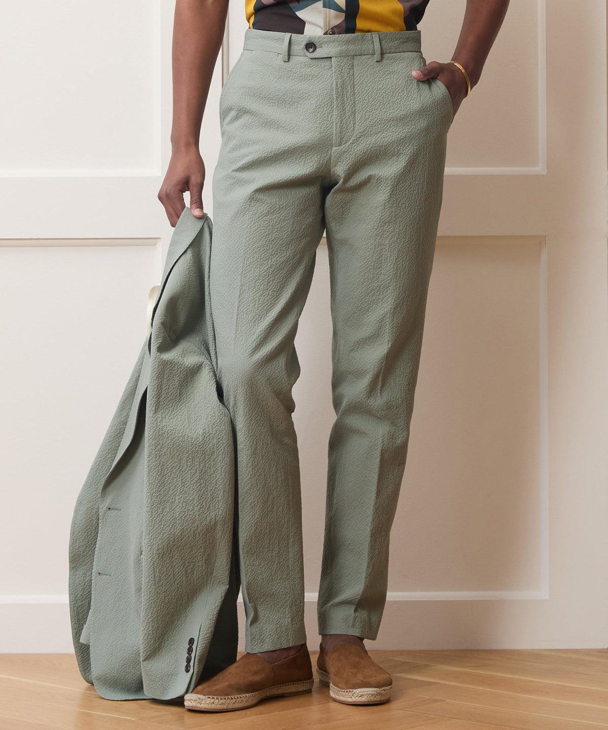 Italian Seersucker Sutton Trouser - Seafoam
