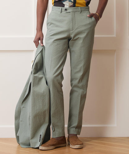 Italian Seersucker Sutton Trouser - Seafoam