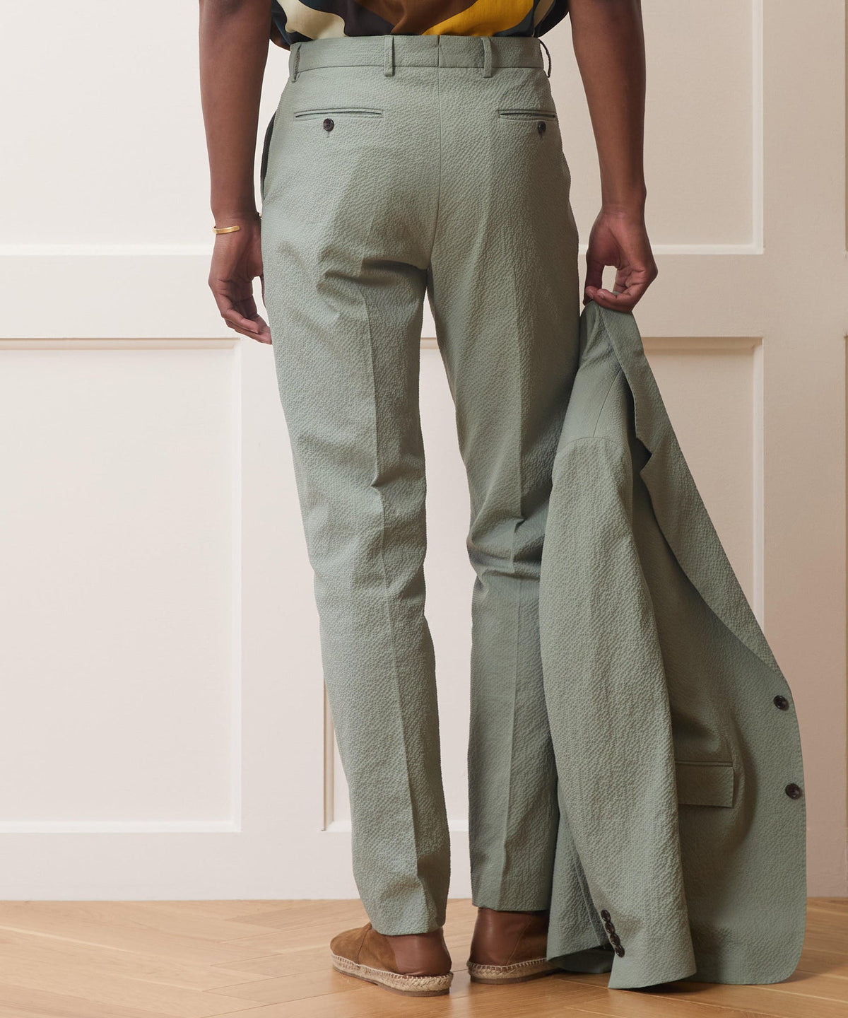 Italian Seersucker Sutton Trouser - Seafoam