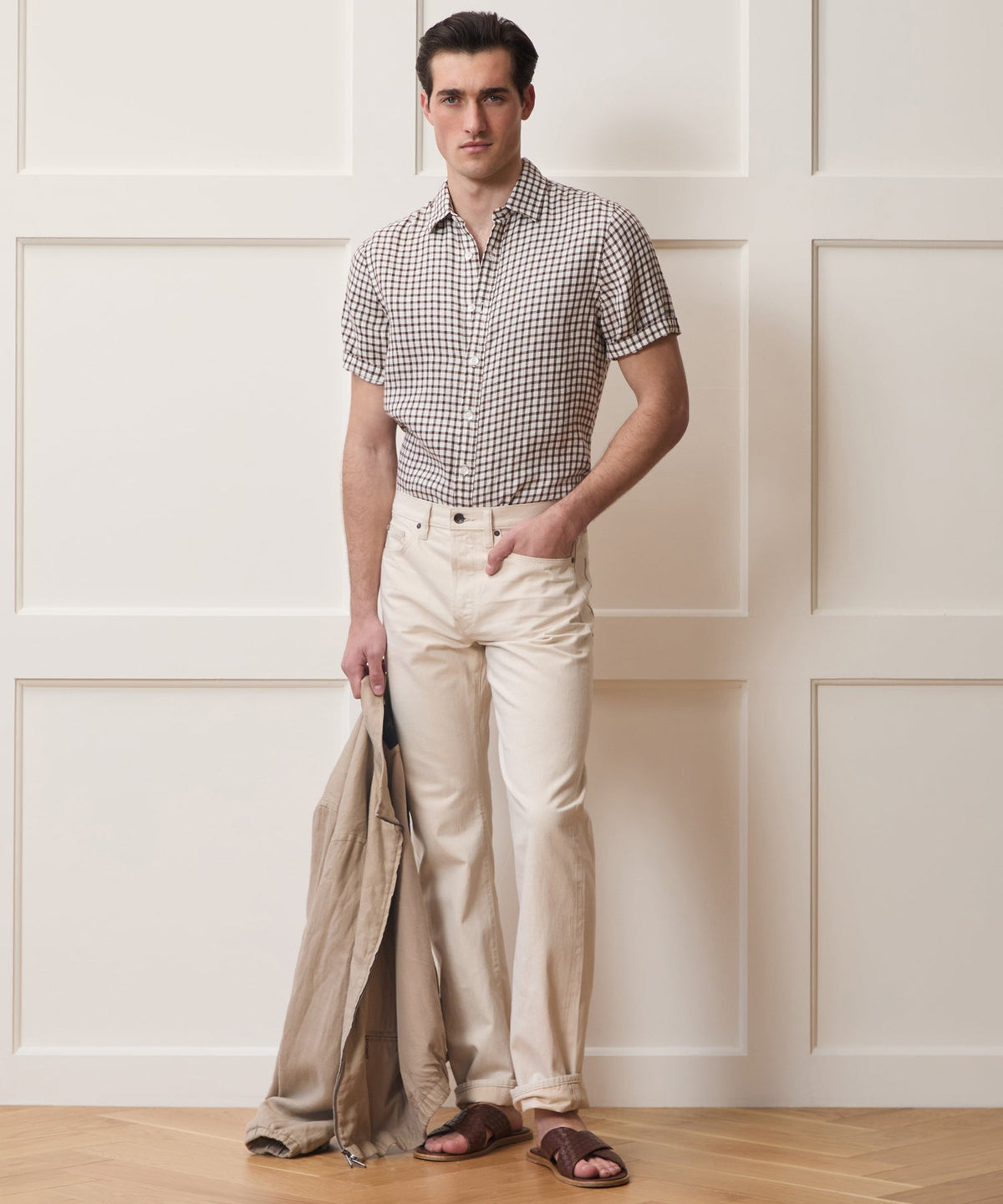 Linen Point Collar Shirt - Brown