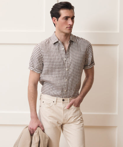 Linen Point Collar Shirt - Brown