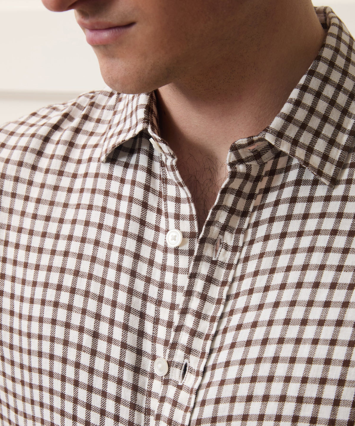 Linen Point Collar Shirt - Brown