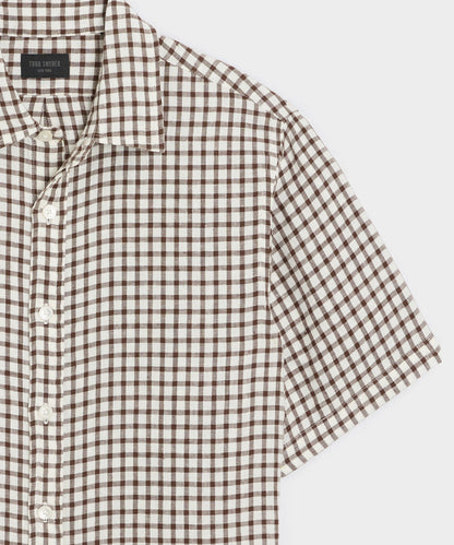 Linen Point Collar Shirt - Brown